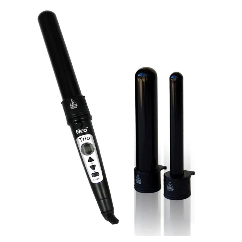 3pc Black Clipless Curl Wand Set