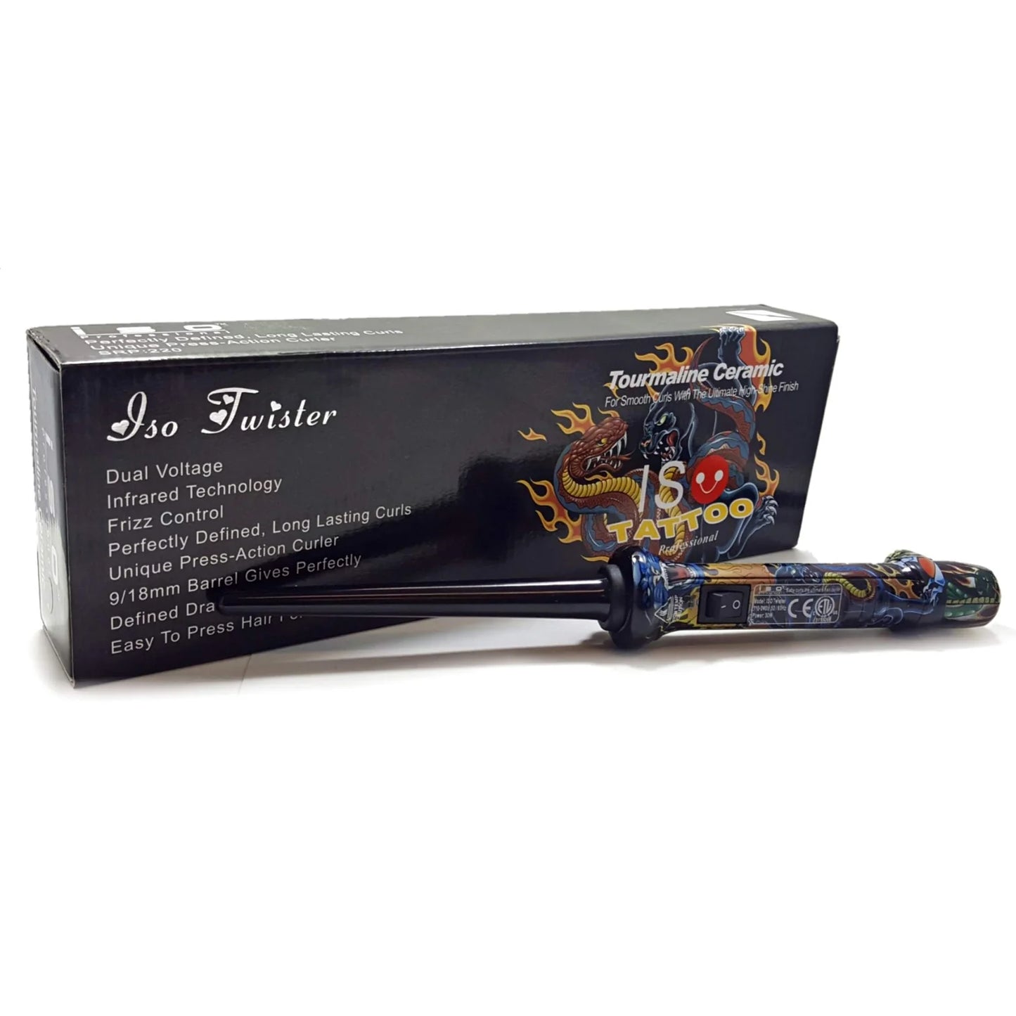 9-18mm Black Tattoo Tapered | Curl Wand